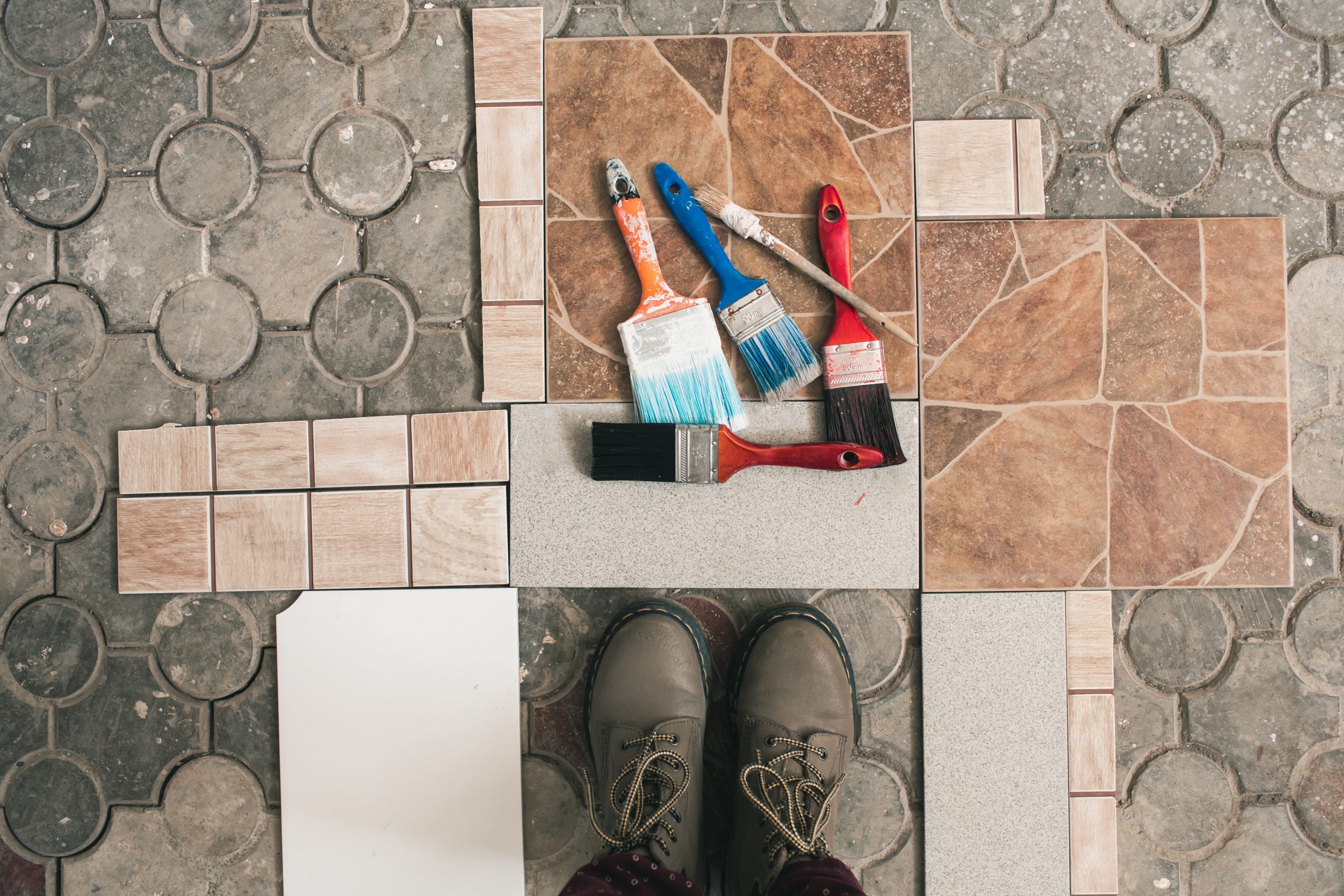 Painting floor tiles
